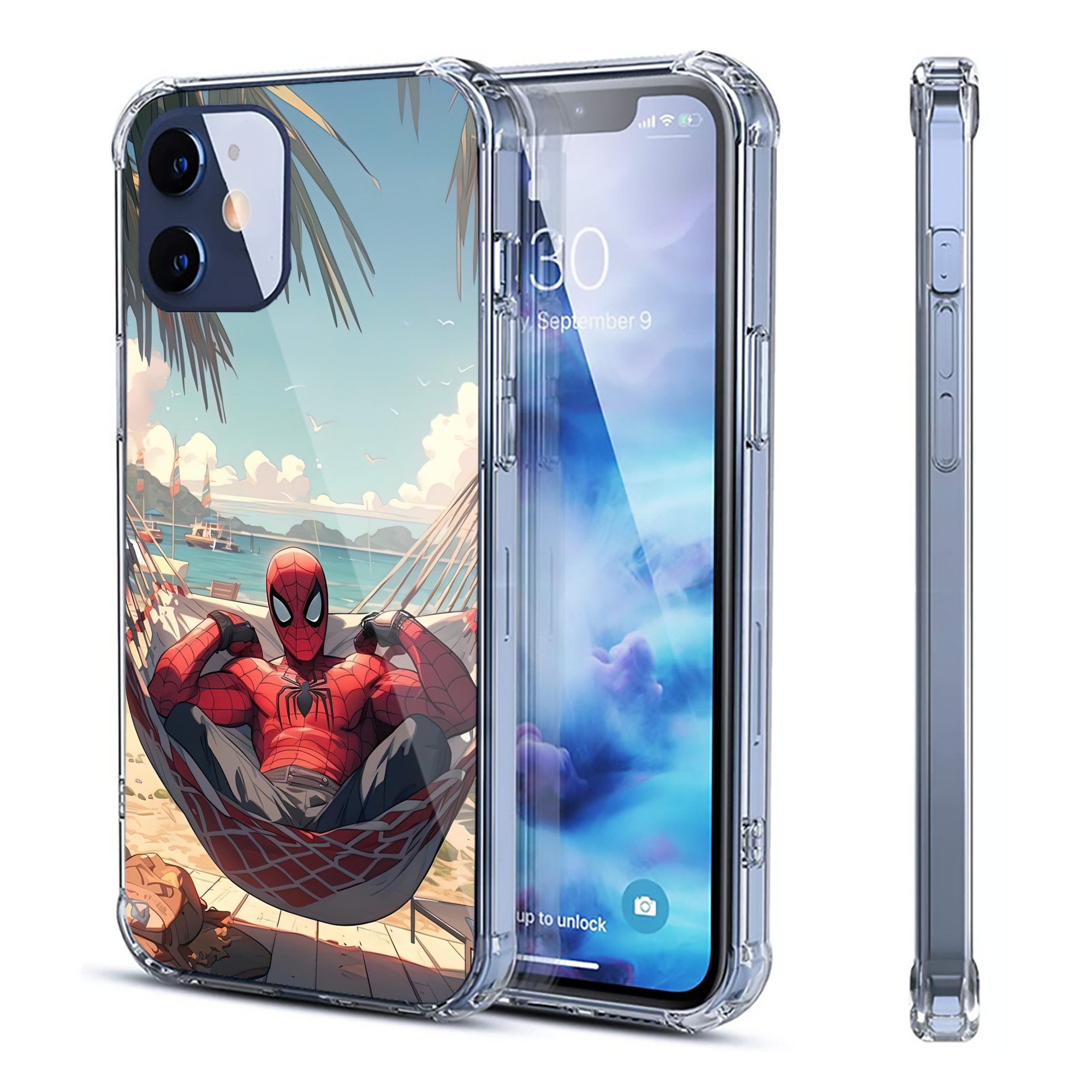（画像用） Spider Man スパイダーマン 【iPhone 12シリーズ対応】透明スマホケース（クリアソフトケース）